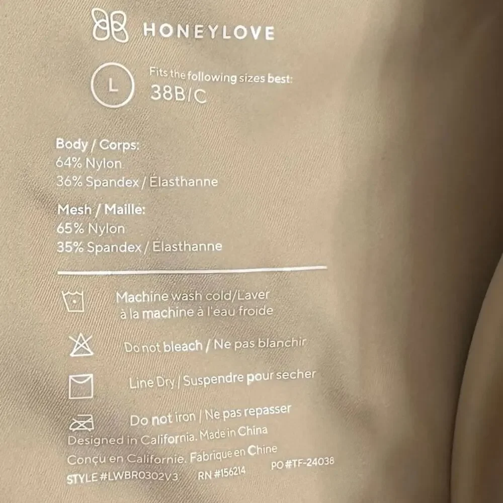 Honeylove Silhouette LiftWear Wire Free Bra in Astral White Large 38B/C